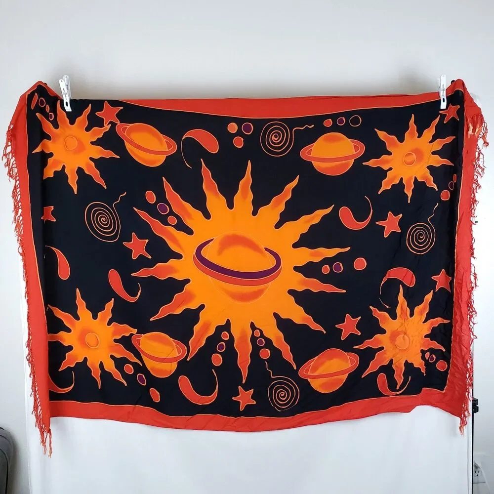 Celestial Sun Planet Sarong Pareo Wall Tapestry 66x46 Whimsigoth Boho Rayon